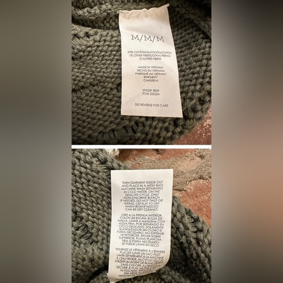 Cabi  Scout Pullover Med Green Striped Open Knit Long Sleeve Oversized sweater - Picture 4 of 16